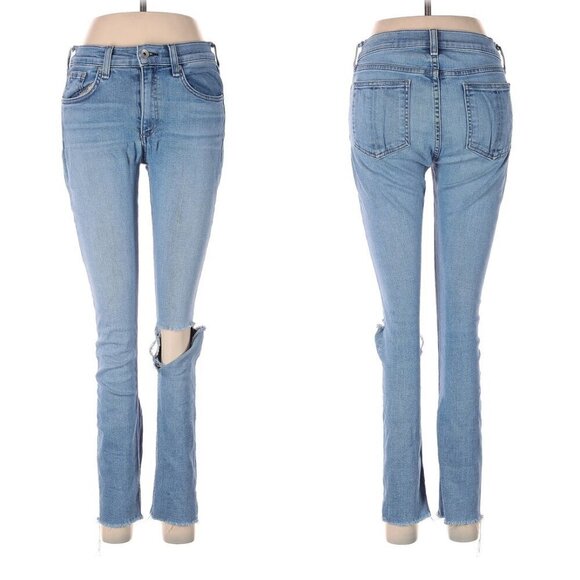 Rag & Bone Lena Light Wash Distressed Ankle Skinny Jeans - Picture 3 of 7